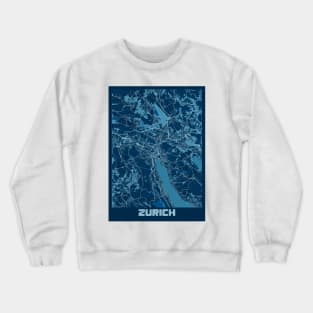 Zurich - Switzerland Peace City Map Crewneck Sweatshirt